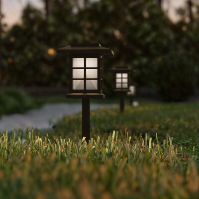 Flash Furniture Halsey LED Solar Lantern Style Pathway Lights, Brown (DNSL1068BR)