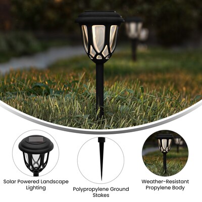 Flash Furniture Hess LED Solar Tulip Style Pathway Lights, Black (DNSL1148BK)