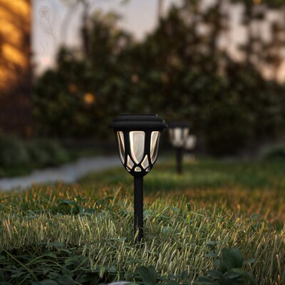 Flash Furniture Hess LED Solar Tulip Style Pathway Lights, Black (DNSL1148BK)