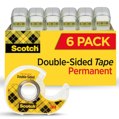 Scotch Permanent Double Sided Tape With Dispensers, 0.5 x 13.9 yds., Clear, 6/Pack (6137H-2PC-MP)