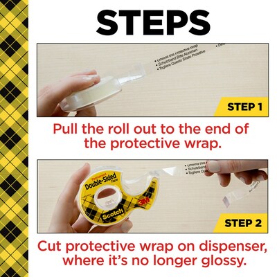 Scotch Permanent Double Sided Tape With Dispensers, 0.5" x 13.9 yds., Clear, 6/Pack (6137H-2PC-MP)