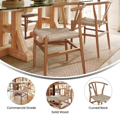 Flash Furniture Logan Contemporary Wood and Kraft Paper Dining Chair, Oak/Natural Finish, 2/Pack (2ZH8101YSOAKNAT)