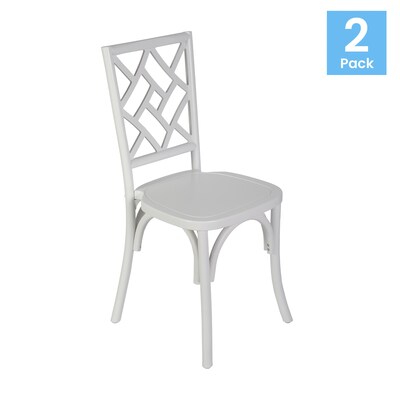 Flash Furniture Brooklyn Contemporary Wood Dining Chair, White, 2/Pack (2ZH81005WHT)