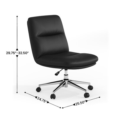 Flash Furniture Chloe Armless Ergonomic Faux Leather Swivel Task Chair, Black/Chrome Frame (CH2321741BK)