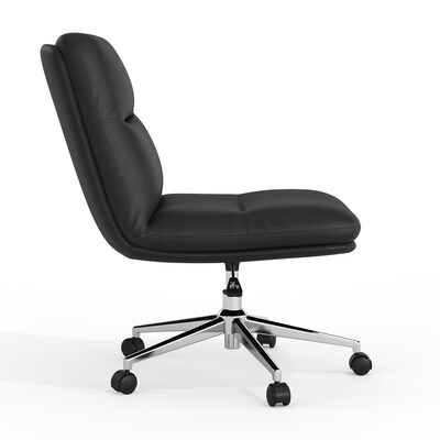 Flash Furniture Chloe Armless Ergonomic Faux Leather Swivel Task Chair, Black/Chrome Frame (CH2321741BK)