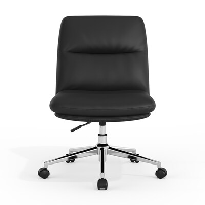 Flash Furniture Chloe Armless Ergonomic Faux Leather Swivel Task Chair, Black/Chrome Frame (CH2321741BK)