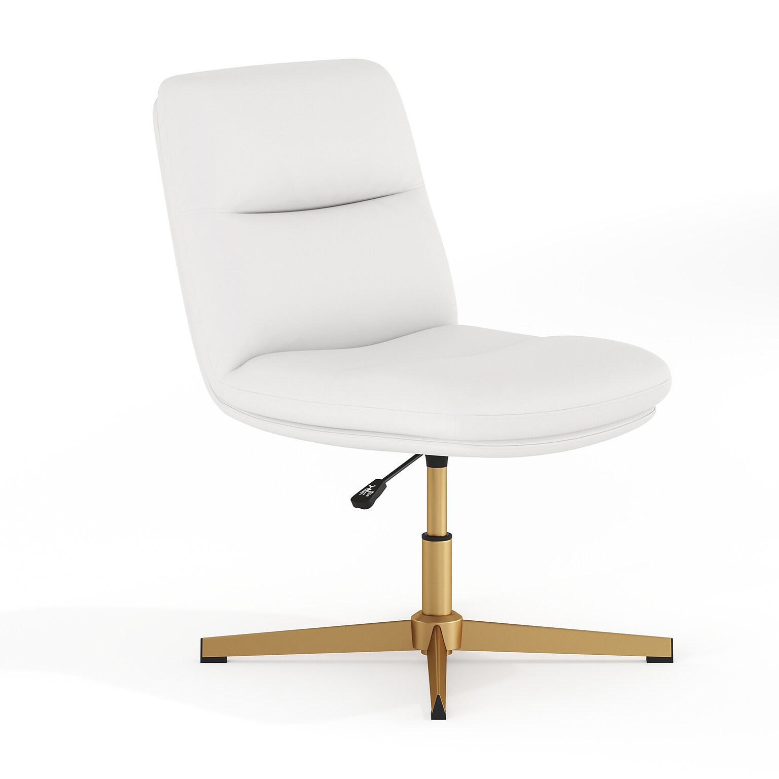 Flash Furniture Chloe Armless Ergonomic Faux Leather Swivel Task Chair, White/Gold Frame (CH232174WHGLD)