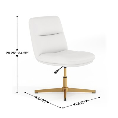 Flash Furniture Chloe Armless Ergonomic Faux Leather Swivel Task Chair, White/Gold Frame (CH232174WHGLD)