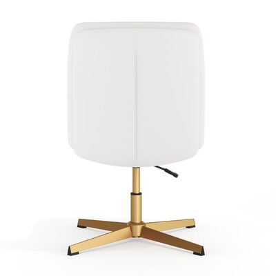 Flash Furniture Chloe Armless Ergonomic Faux Leather Swivel Task Chair, White/Gold Frame (CH232174WHGLD)