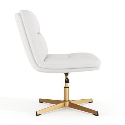 Flash Furniture Chloe Armless Ergonomic Faux Leather Swivel Task Chair, White/Gold Frame (CH232174WHGLD)