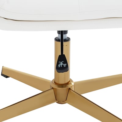Flash Furniture Chloe Armless Ergonomic Faux Leather Swivel Task Chair, White/Gold Frame (CH232174WHGLD)