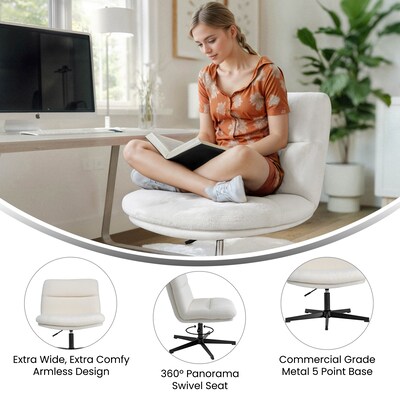 Flash Furniture Chloe Armless Ergonomic Fabric Swivel Task Chair, Cream/Black Frame (CH2321961CRBK)