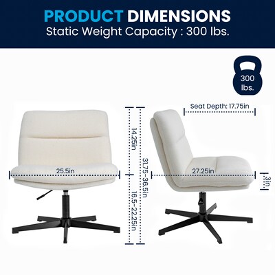 Flash Furniture Chloe Armless Ergonomic Fabric Swivel Task Chair, Cream/Black Frame (CH2321961CRBK)