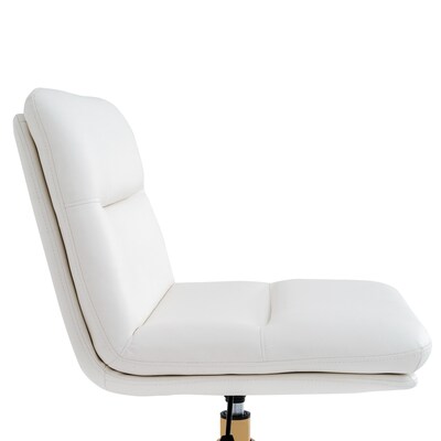 Flash Furniture Chloe Armless Ergonomic Faux Leather Swivel Task Chair, White/Gold Frame (CH2321741WHGLD)