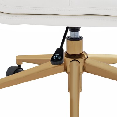 Flash Furniture Chloe Armless Ergonomic Faux Leather Swivel Task Chair, White/Gold Frame (CH2321741WHGLD)