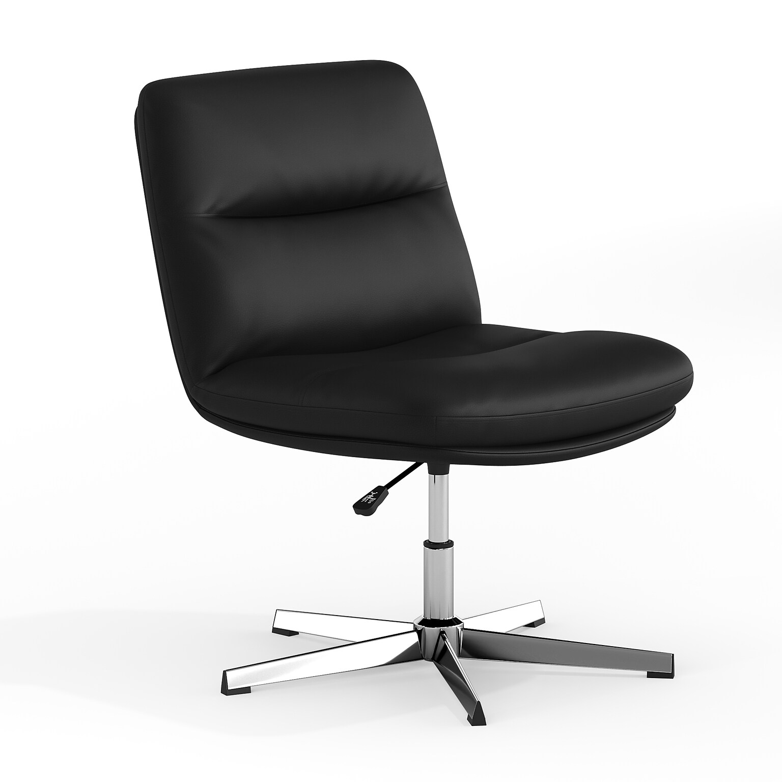 Flash Furniture Chloe Armless Ergonomic Faux Leather Swivel Task Chair, Black/Chrome Frame (CH232196BK)