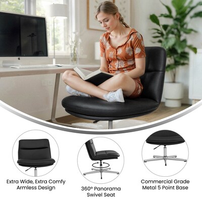 Flash Furniture Chloe Armless Ergonomic Faux Leather Swivel Task Chair, Black/Chrome Frame (CH232196BK)