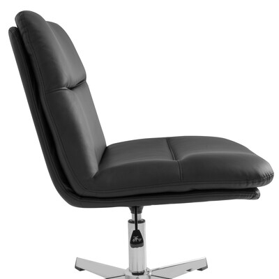 Flash Furniture Chloe Armless Ergonomic Faux Leather Swivel Task Chair, Black/Chrome Frame (CH232196BK)