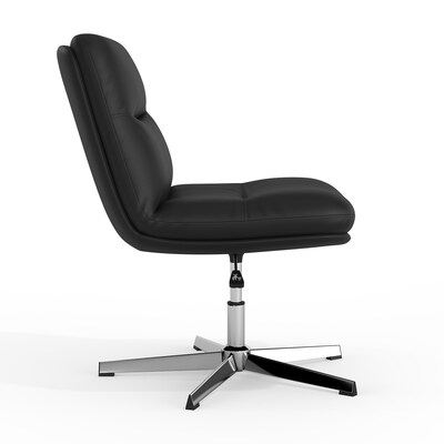 Flash Furniture Chloe Armless Ergonomic Faux Leather Swivel Task Chair, Black/Chrome Frame (CH232196BK)