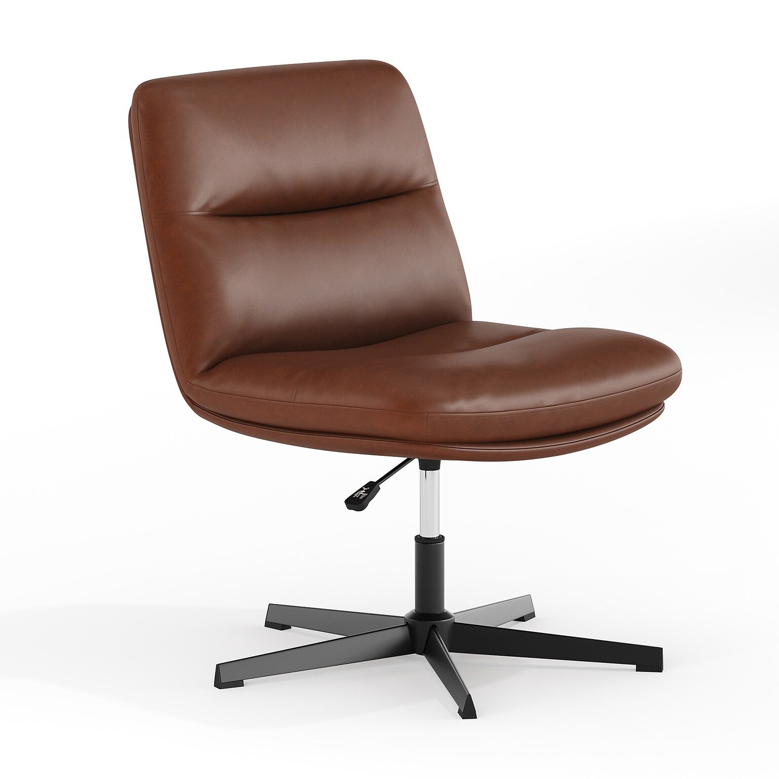 Flash Furniture Chloe Armless Ergonomic Faux Leather Swivel Task Chair, Cognac/Black Frame (CH232196CGNBK)