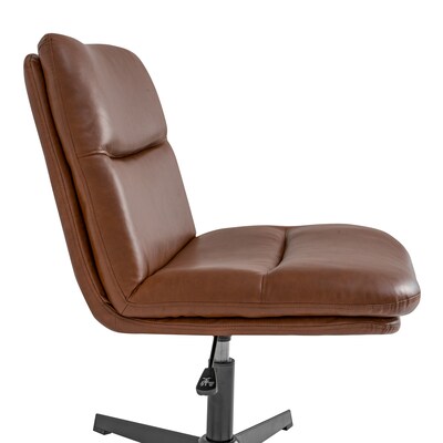 Flash Furniture Chloe Armless Ergonomic Faux Leather Swivel Task Chair, Cognac/Black Frame (CH232196CGNBK)