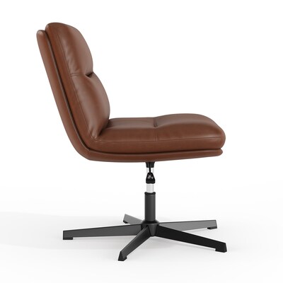 Flash Furniture Chloe Armless Ergonomic Faux Leather Swivel Task Chair, Cognac/Black Frame (CH232196CGNBK)