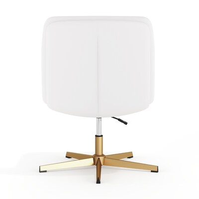 Flash Furniture Chloe Armless Ergonomic Faux Leather Swivel Task Chair, White/Gold Frame (CH232196WHGLD)