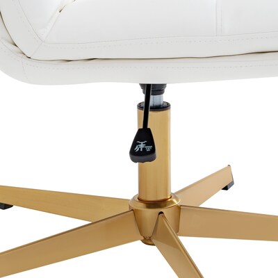 Flash Furniture Chloe Armless Ergonomic Faux Leather Swivel Task Chair, White/Gold Frame (CH232196WHGLD)