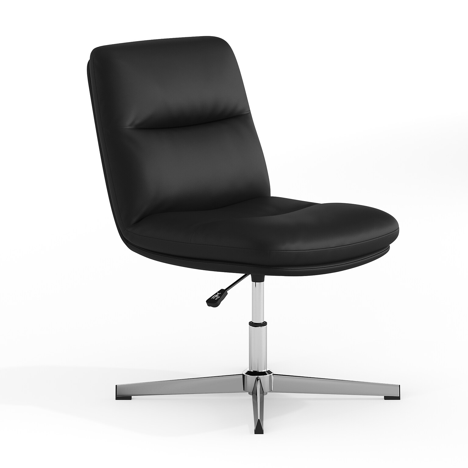 Flash Furniture Chloe Armless Ergonomic Faux Leather Swivel Task Chair, Black/Chrome Frame (CH232174BK)