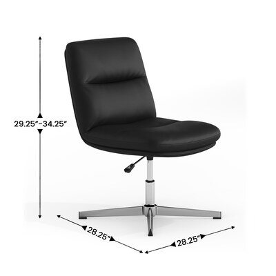 Flash Furniture Chloe Armless Ergonomic Faux Leather Swivel Task Chair, Black/Chrome Frame (CH232174BK)