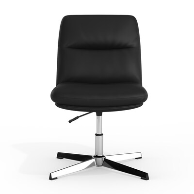 Flash Furniture Chloe Armless Ergonomic Faux Leather Swivel Task Chair, Black/Chrome Frame (CH232174BK)