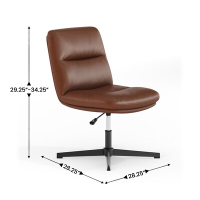 Flash Furniture Chloe Armless Ergonomic Faux Leather Swivel Task Chair, Cognac/Black Frame (CH232174CGNBK)