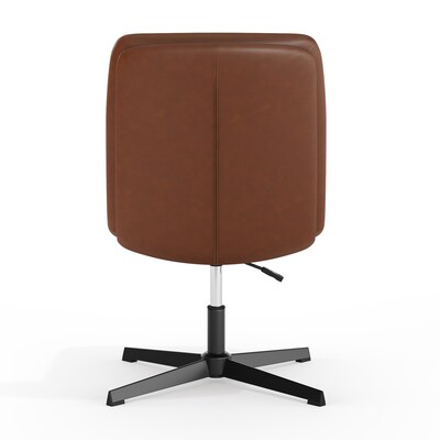 Flash Furniture Chloe Armless Ergonomic Faux Leather Swivel Task Chair, Cognac/Black Frame (CH232174CGNBK)