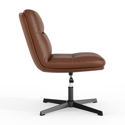 Flash Furniture Chloe Armless Ergonomic Faux Leather Swivel Task Chair, Cognac/Black Frame (CH232174CGNBK)