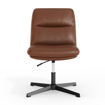 Flash Furniture Chloe Armless Ergonomic Faux Leather Swivel Task Chair, Cognac/Black Frame (CH232174CGNBK)