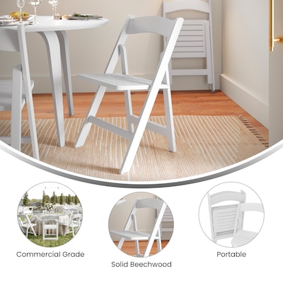 Flash Furniture Holden Solid Wood Commercial Grade Folding Dining Chair, White (ZH80053WHT)