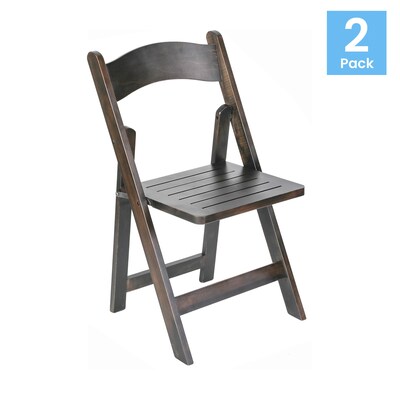 Flash Furniture Holden Solid Wood Commercial Grade Folding Dining Chair, Early American, 2/Pack (2ZH