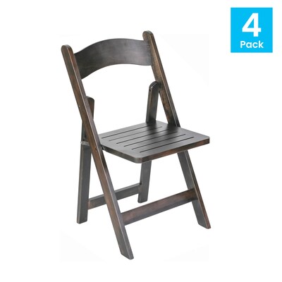Flash Furniture Holden Solid Wood Commercial Grade Folding Dining Chair, Early American, 4/Pack(4ZH8