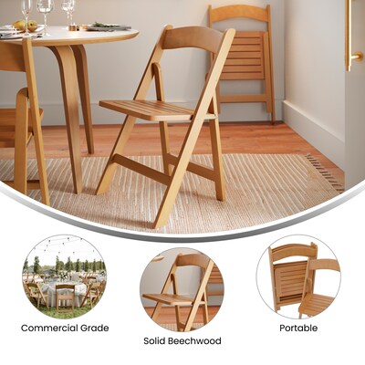Flash Furniture Holden Solid Wood Commercial Grade Folding Dining Chair, Oak, 4/Pack (4ZH80053OAK)