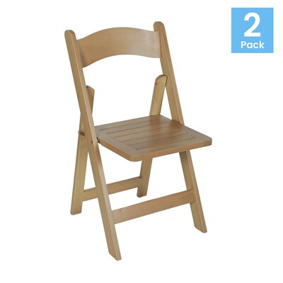 Flash Furniture Holden Solid Wood Commercial Grade Folding Dining Chair, Oak, 2/Pack (2ZH80053OAK)
