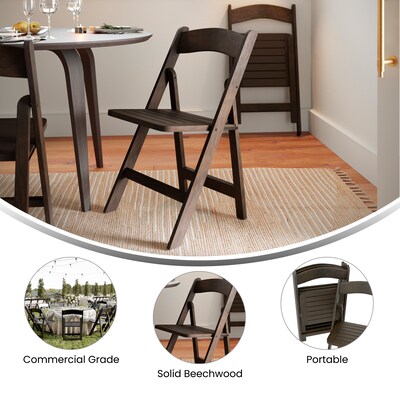 Flash Furniture Holden Solid Wood Commercial Grade Folding Dining Chair, Early American (ZH80053EAW)