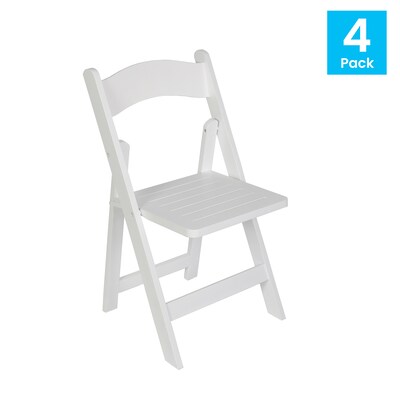 Flash Furniture Holden Solid Wood Commercial Grade Folding Dining Chair, White, 4/Pack (4ZH80053WHT)