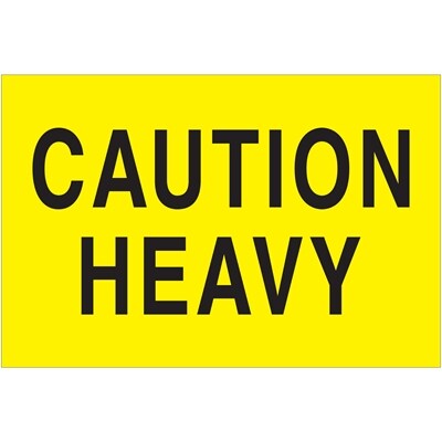 Tape Logic Labels, Caution Heavy, 2 x 3, Fluorescent Yellow, 500/Roll (DL1610)