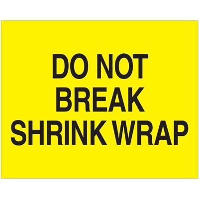 Tape Logic Labels, Do Not Break Shrink Wrap, 8 x 10, Black/Yellow, 250/Roll (DL1632)