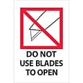 Tape Logic Labels, Do Not Use Blades to Open, 4 x 6, Red/White/Black, 500/Roll (IPM504)