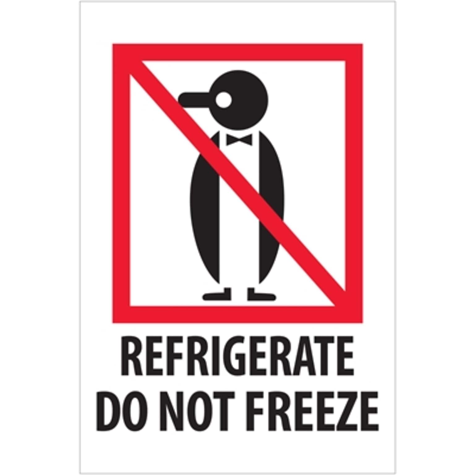 Tape Logic Labels, Refrigerate Do Not Freeze, 4 x 6, Red/White/Black, 500/Roll (IPM505)