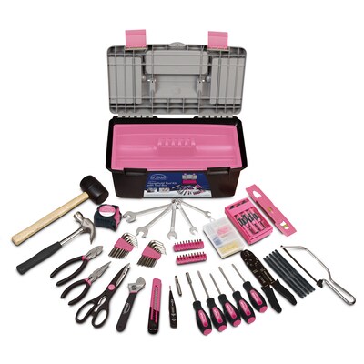 Apollo Tools Household Tool Kit with Tool Box Pink, 170 Piece (DT7102 P)