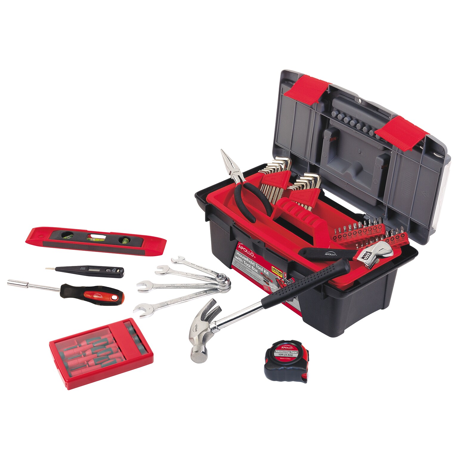 Apollo Tools Household Tool Kit with Tool Box, 53 Piece (DT9773)