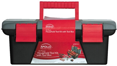 Apollo Tools Household Tool Kit with Tool Box, 53 Piece (DT9773)