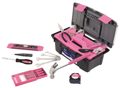 Apollo Tools Household Tool Kit with Tool Box Pink, 53 Piece (DT9773P)